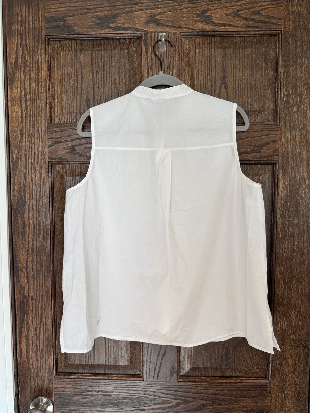 Eileen Fisher White Collared Sleeveless Cotton Button Down Top Large - Picture 9 of 10